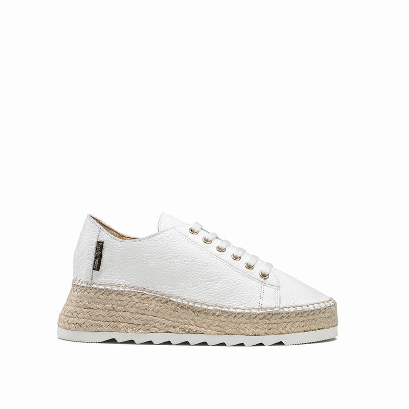 Russell & Bromley Kick Back Womens Lace-Up Espadrilles White |TPL5518FW|